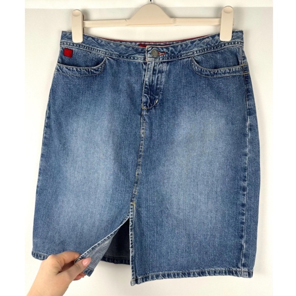 Vintage Y2K ‘Bongo Jeans Wear’ Denim Mini Pencil Skirt - Faded Wash - Small - Picture 4 of 10